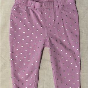 Gymboree Baby Girl Purple/ Sliver Polkadots Pants. Size 6-9 months.